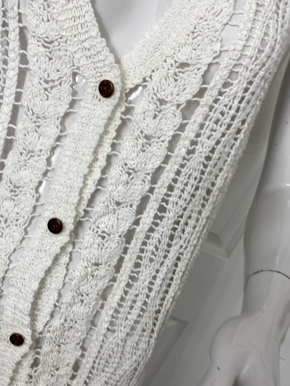 ADORA White Crochet Button-Front Sleeveless Midi Dress - Picture 5 of 12